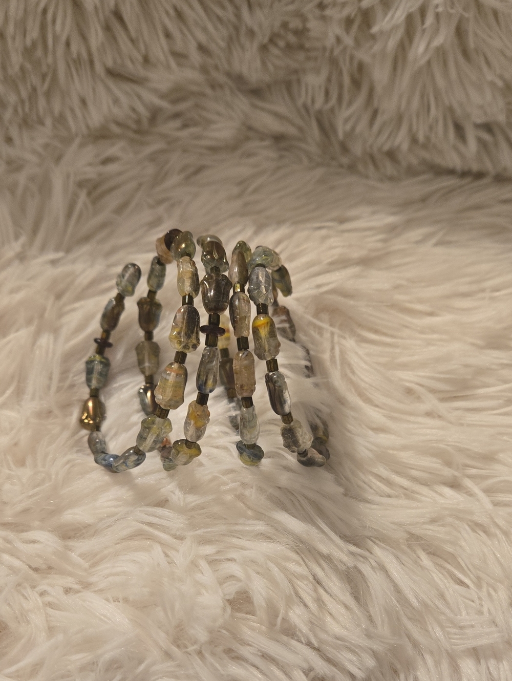 Beaded Coil Bracelet - Multicolor Glass Beads